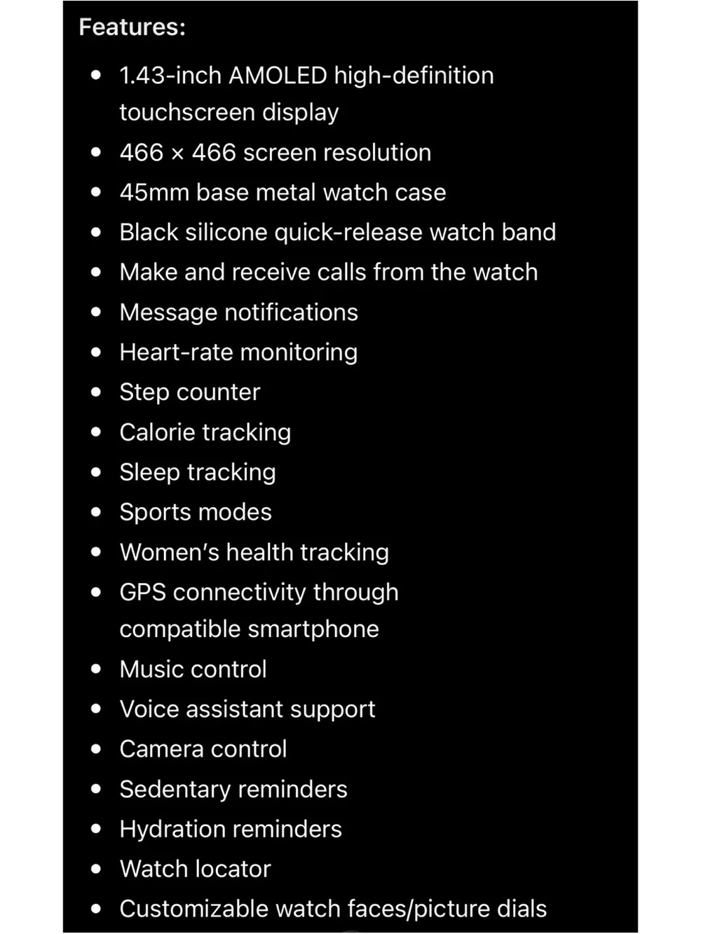 BRAND NEW WITHit Deca Smartwatch (Black) AMOLED Touchscreen 45mm